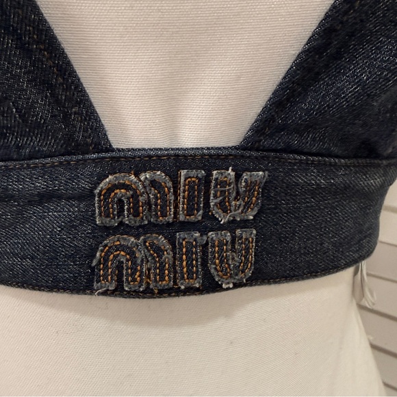 Miu Miu Dark Denim Crop Top - Picture 2 of 7